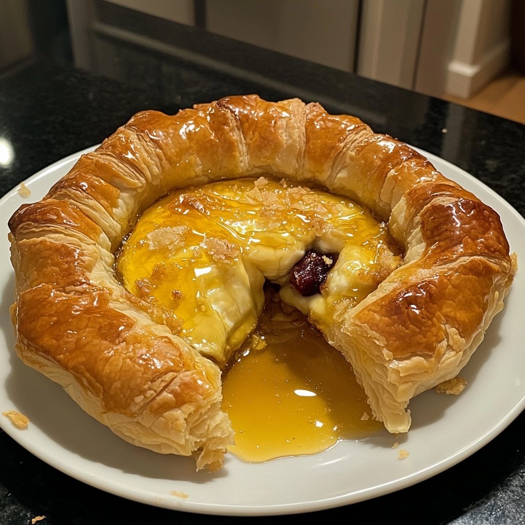 Baked Brie in Puff Pastry with Honey and Fig - Crisp Tastes