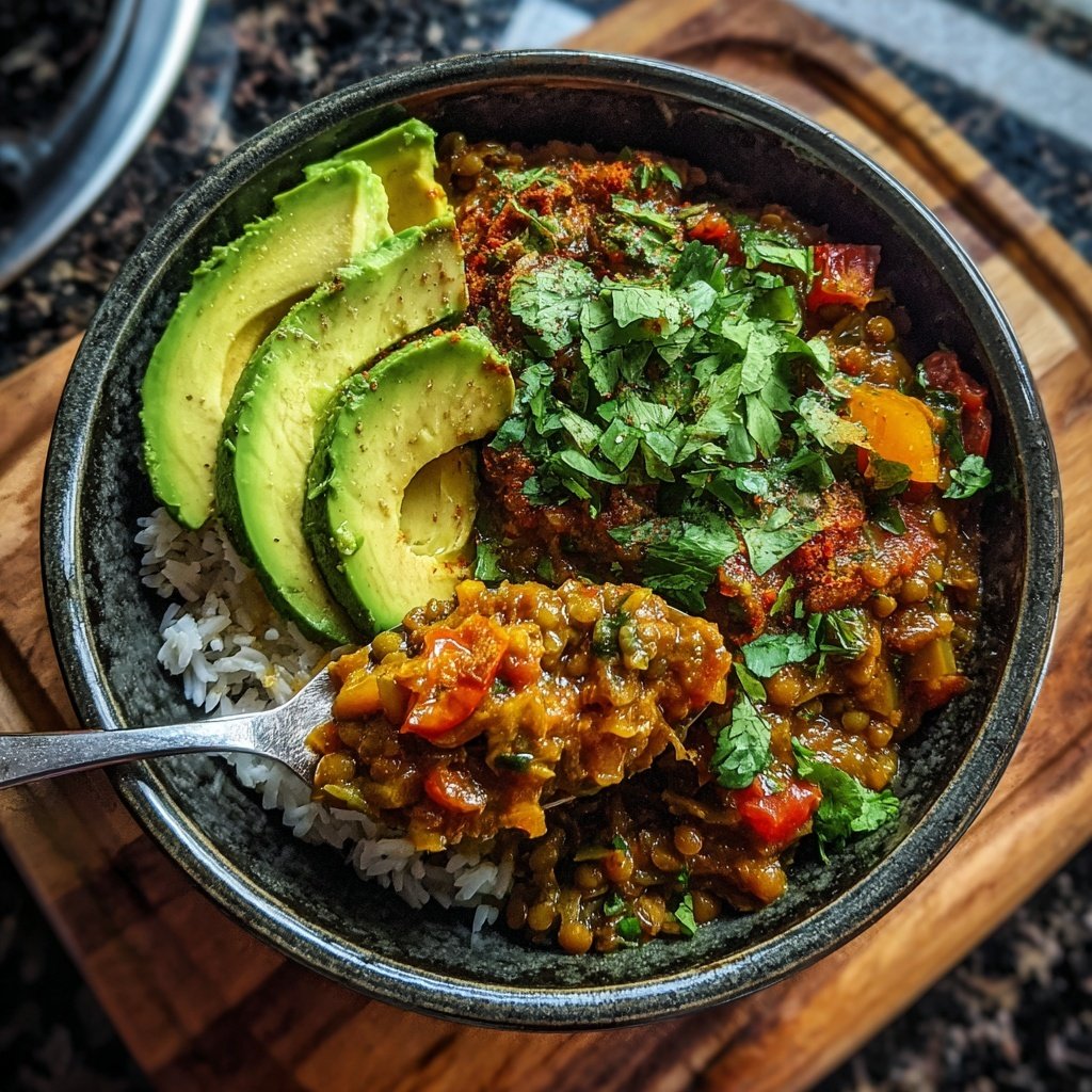 Jamaican Spiced Lentil Rice Bowl