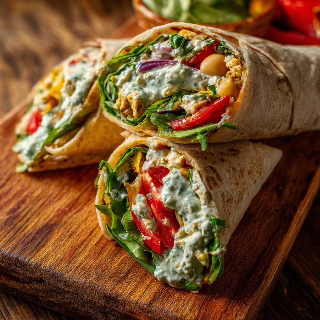 Healthy Lunch Mediterranean Chickpea Wrap