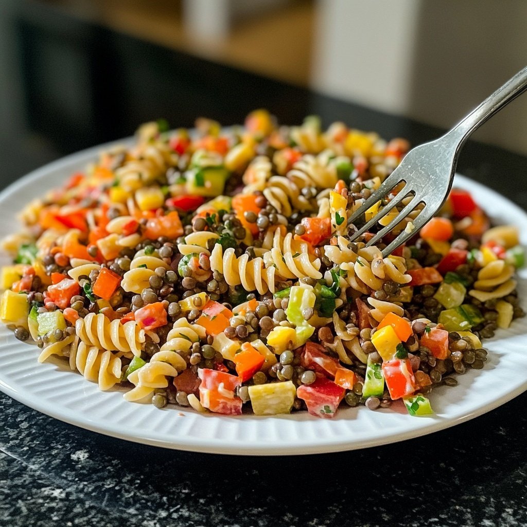 Healthy Lunch Lentil Pasta Salad