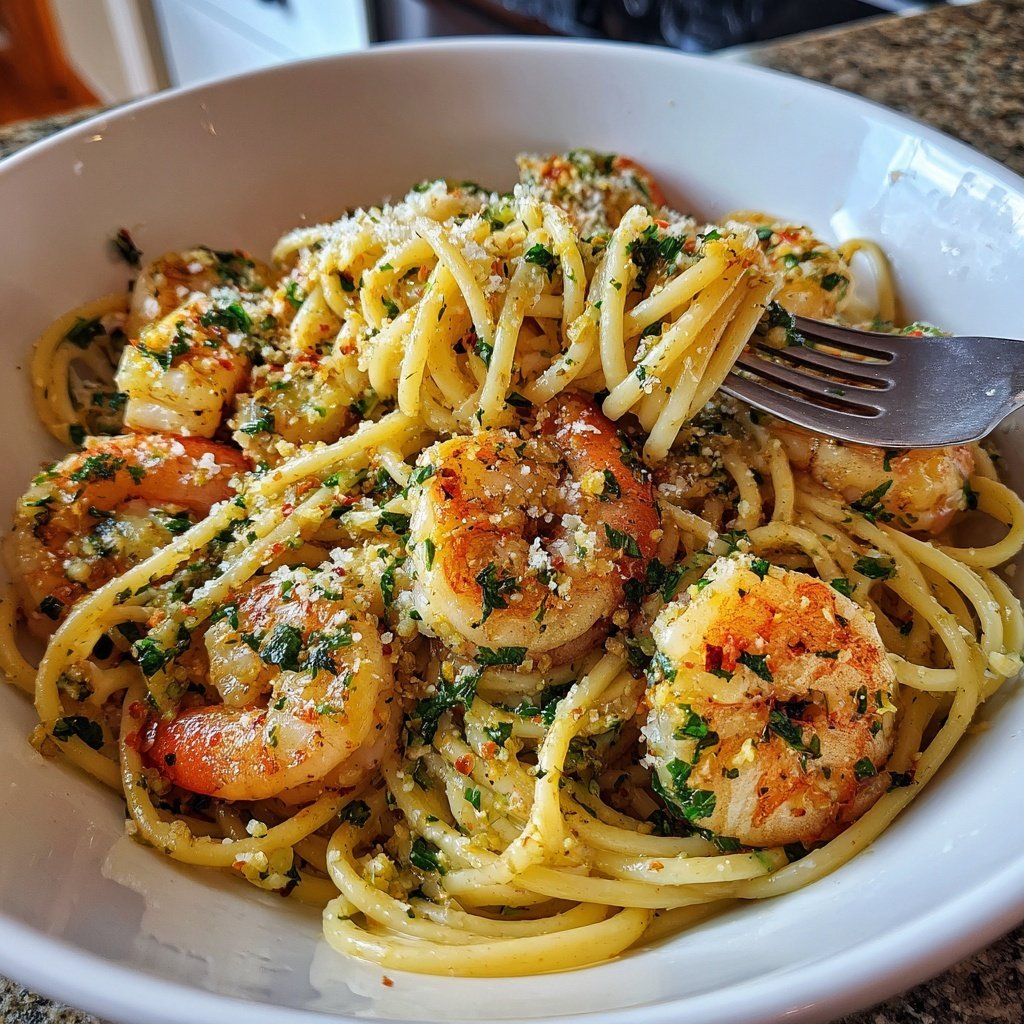 Shrimp Scampi Pasta With Lemon